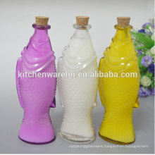 Haonai Eco-Friendly Feature FDA,SGS food grade fish glass bottles with cork cover